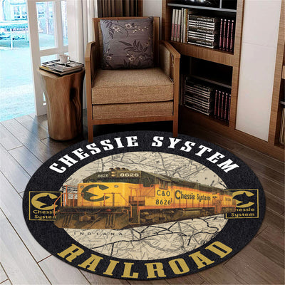Chessie System Locomotive Railroad Round Mat Home Decor
