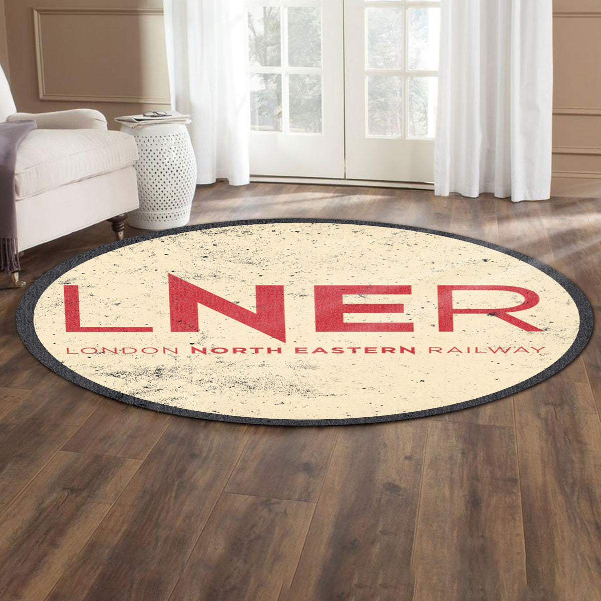 London North Eastern Railway LNER UK Railroad Vintage Style Round Mat