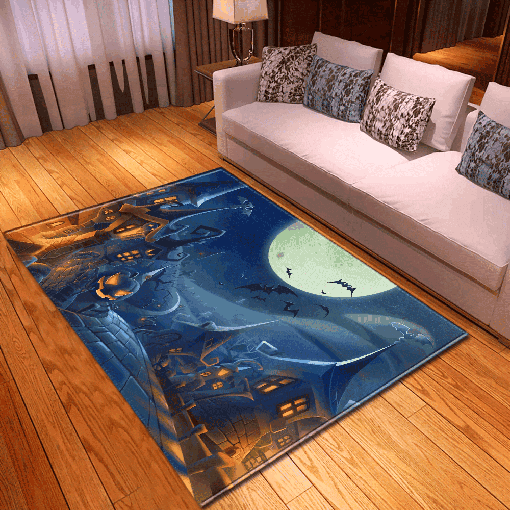Halloween Bats Scary Night Witch are Area Rug Carpet Vintage Home Decor Gift Idea Carpet 1.Png