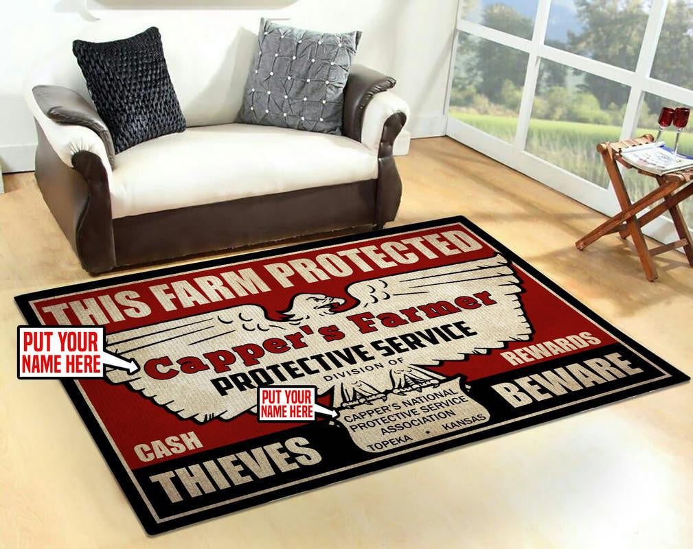 Cappers Farmers Insurance Classic Farm Tractor Area Rug Carpet Vintage Home Decor Gift Idea