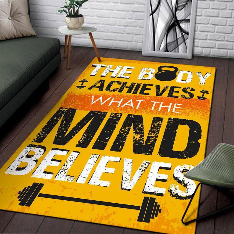 Gym Fitness The Boy Achieves What The Mind Believes Area Rug Carpet Vintage Home Decor Gift Idea