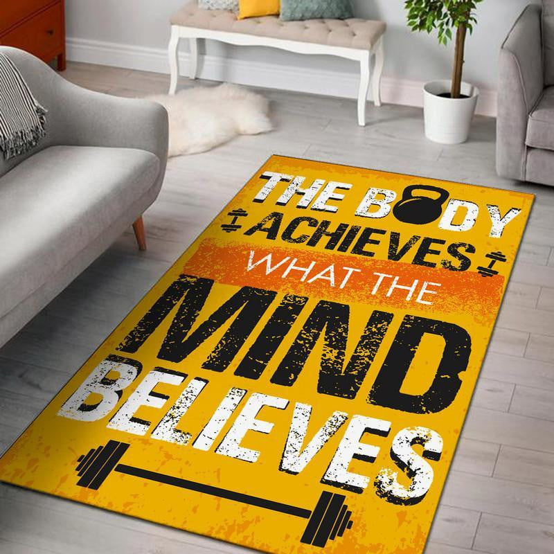 Gym Fitness The Boy Achieves What The Mind Believes Area Rug Carpet Vintage Home Decor Gift Idea