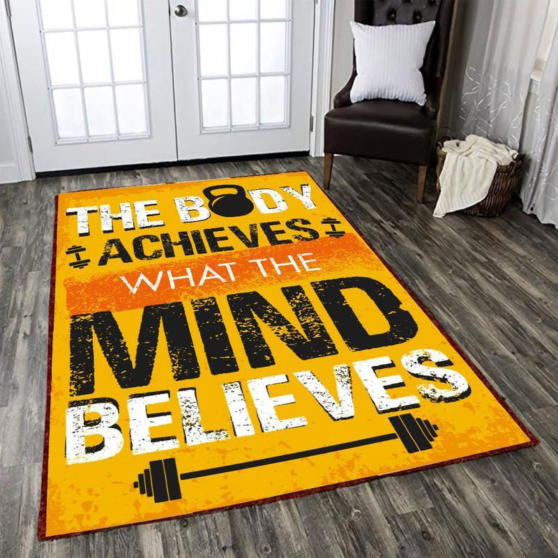 Gym Fitness The Boy Achieves What The Mind Believes Area Rug Carpet Vintage Home Decor Gift Idea