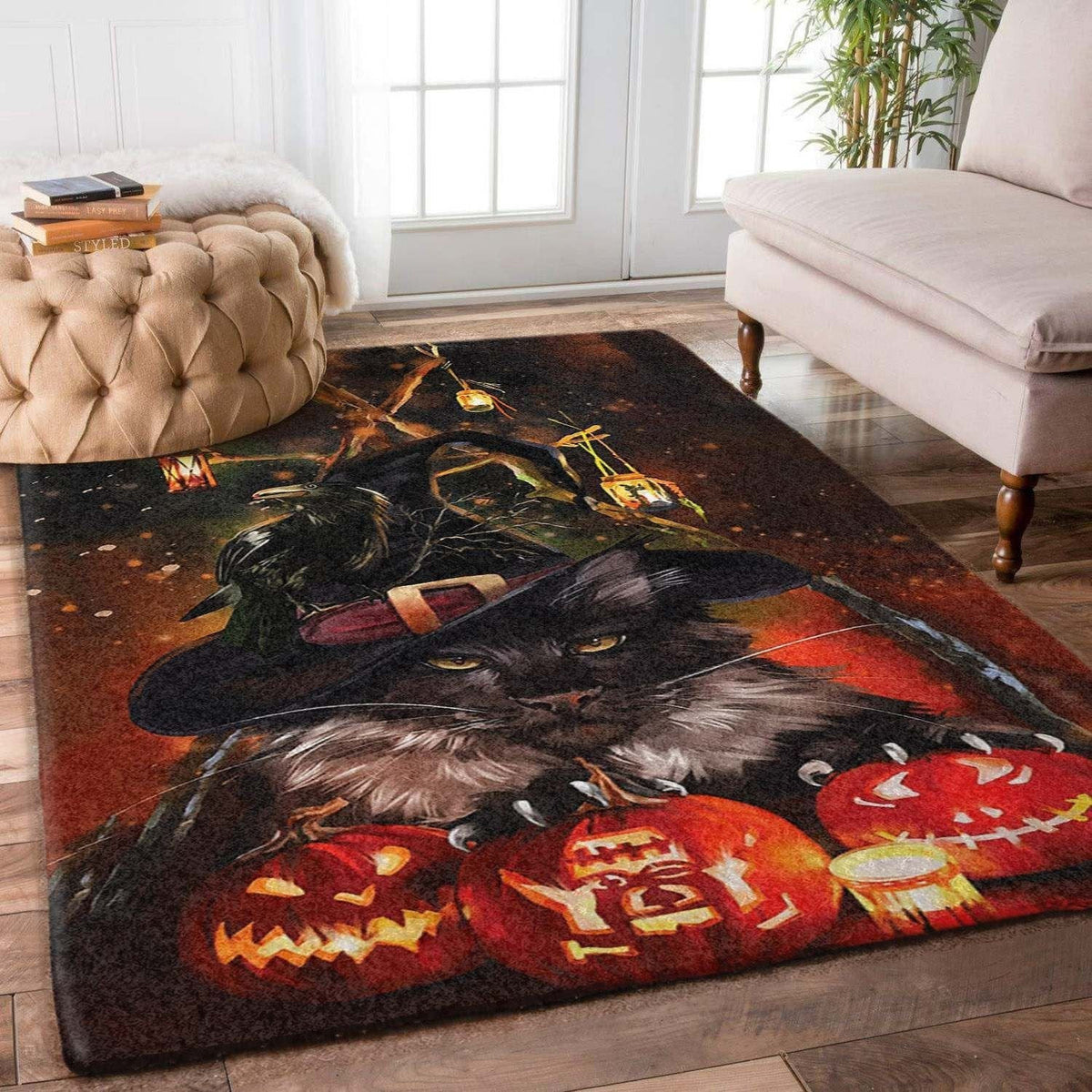 Halloween Human Bone Cute Bat Area Rug Carpet Vintage Home Decor Gift Idea Carpet