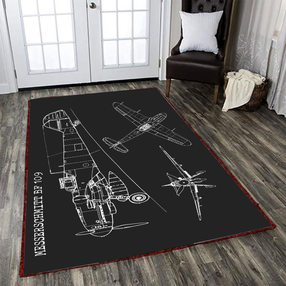 Messerschmitt Bf 109 Pilot Aviation Knowledge Area Rug Home Decor