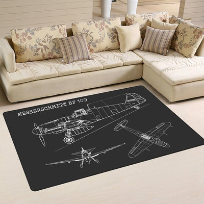 Messerschmitt Bf 109 Pilot Aviation Knowledge Area Rug Home Decor