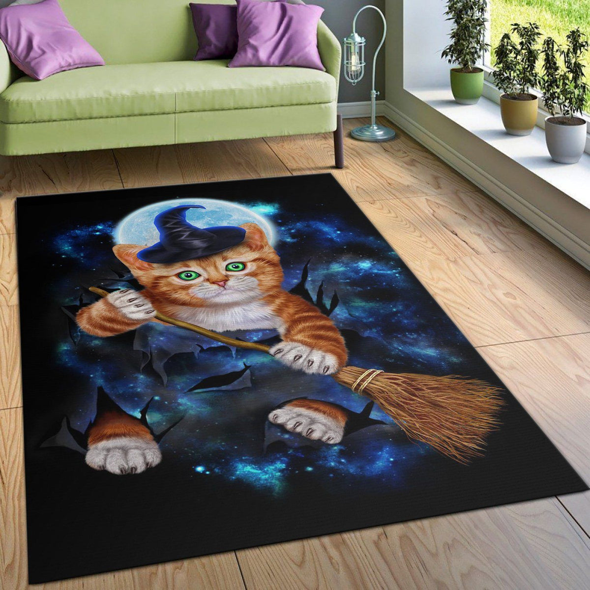 Tabby Cat Witch Halloween Area Rug Carpet Vintage Home Decor Gift Idea Carpet Kitchen Area Rug Carpet Vintage Home Decor Gift Idea Us Gift Decor