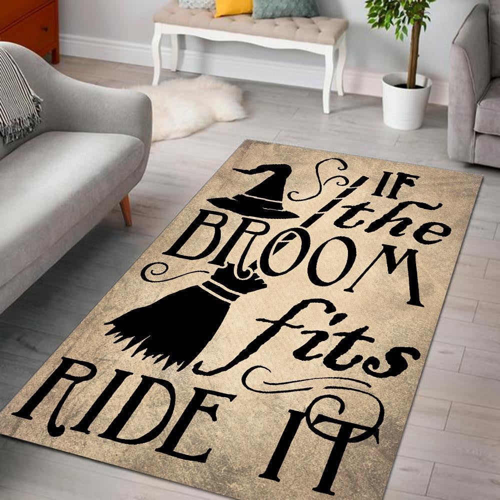 Halloween If The Broom Fits Ride It Area Rug Carpet Vintage Home Decor Gift Idea