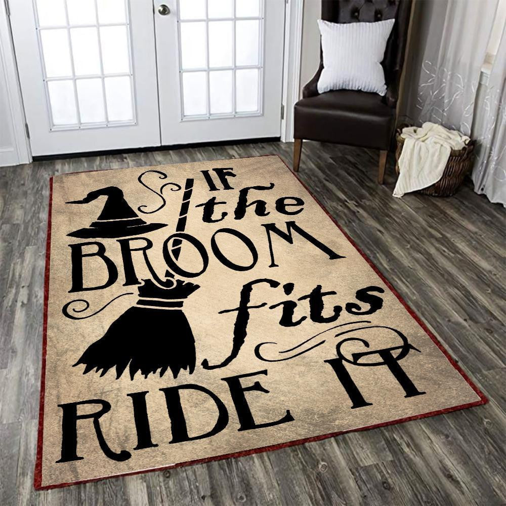 Halloween If The Broom Fits Ride It Area Rug Carpet Vintage Home Decor Gift Idea