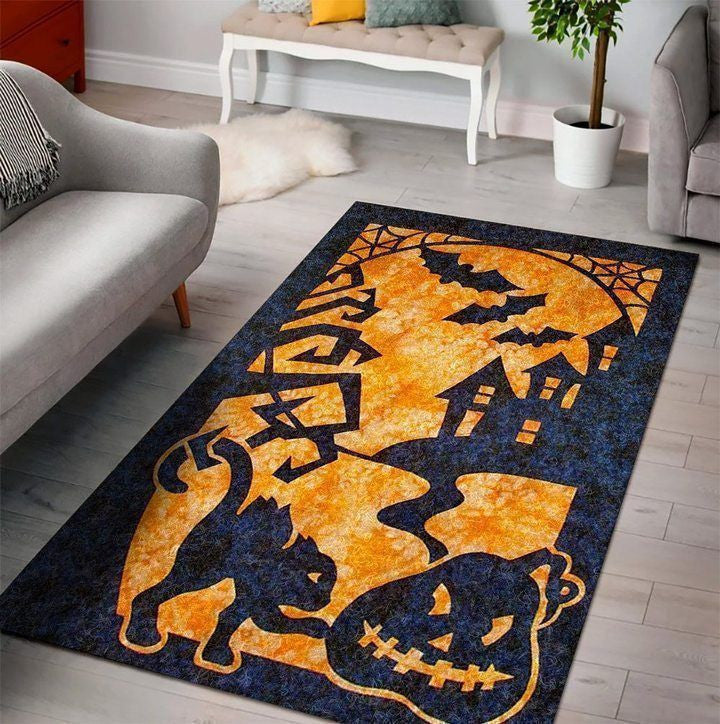 Halloween Witch Pumpkin Ghost Spooky Spider Vampire Zoombie Bats Area Rug Carpet Vintage Home Decor Gift Ideagable Area Rug Carpet Vintage Home Decor Gift Idea Carpet