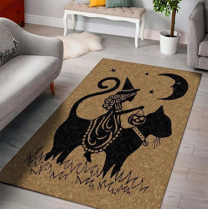 Halloween Witch Pumpkin Black Cat Are Area Rug Carpet Vintage Home Decor Gift Idea Carpet