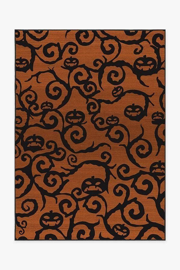 Halloween Night Rust Orange Pumpkin Area Rug Carpet Vintage Home Decor Gift Idea Carpet