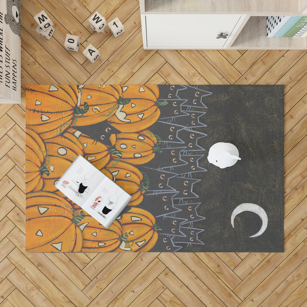 Halloween Cool Cat Kitten Love Pumpkin Area Rug Carpet Vintage Home Decor Gift Idea Carpet 2