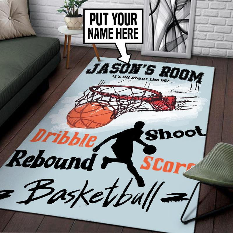 Personalized Basketball Area Rug Carpet Vintage Home Decor Gift Idea