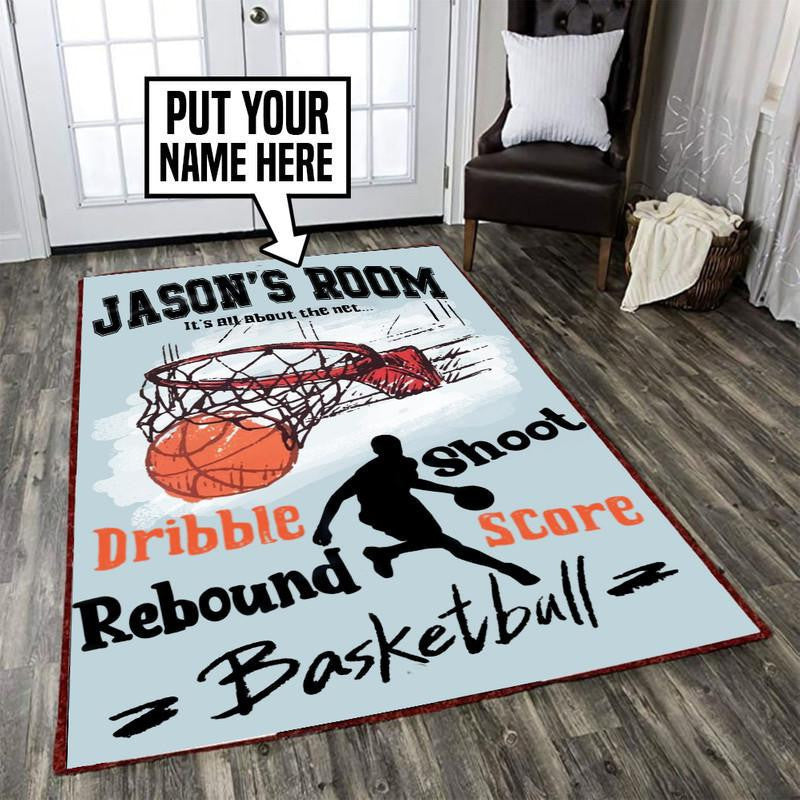 Personalized Basketball Area Rug Carpet Vintage Home Decor Gift Idea