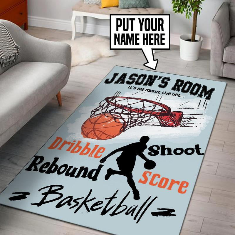 Personalized Basketball Area Rug Carpet Vintage Home Decor Gift Idea
