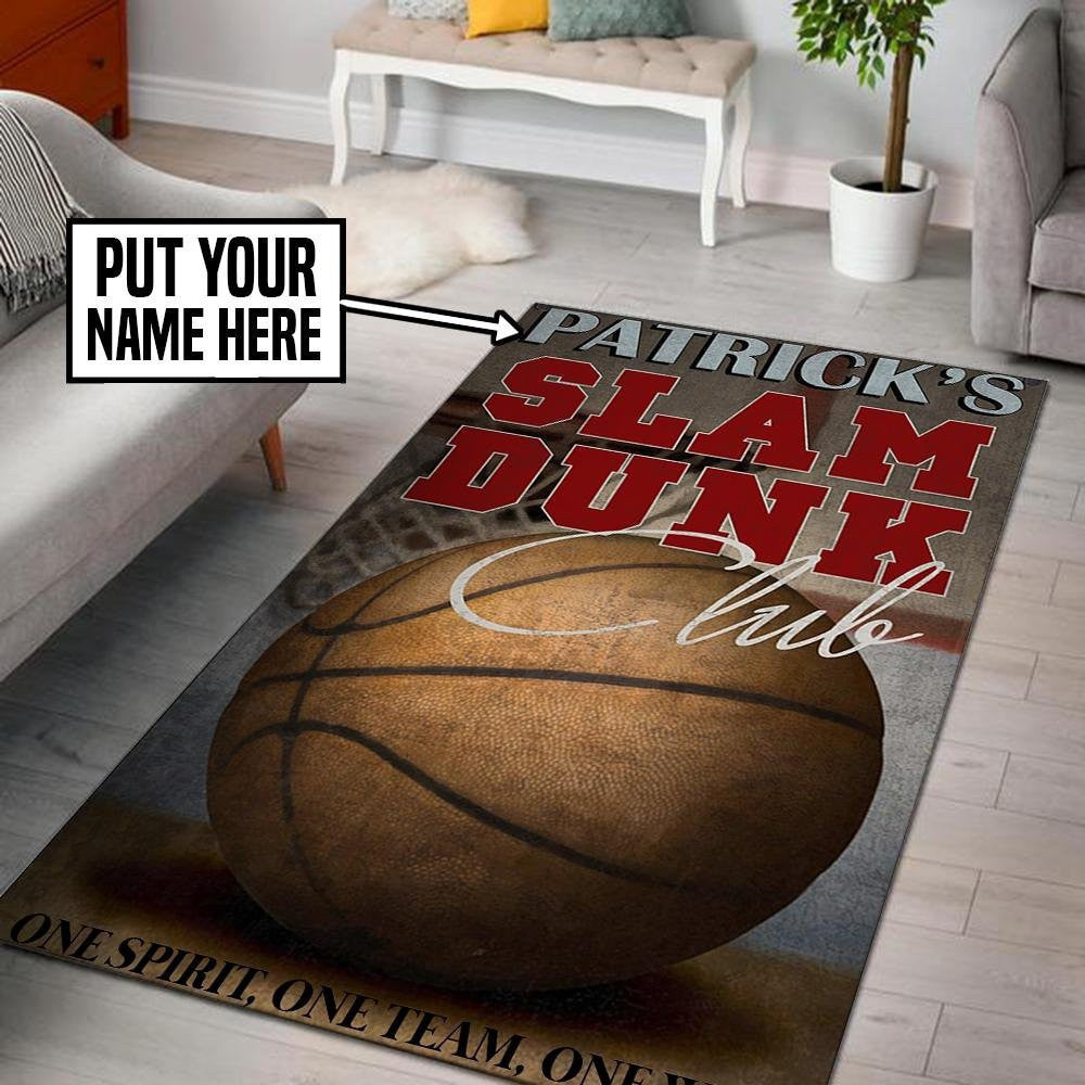Personalized Basketball Slam Dunk Area Rug Carpet Vintage Home Decor Gift Idea