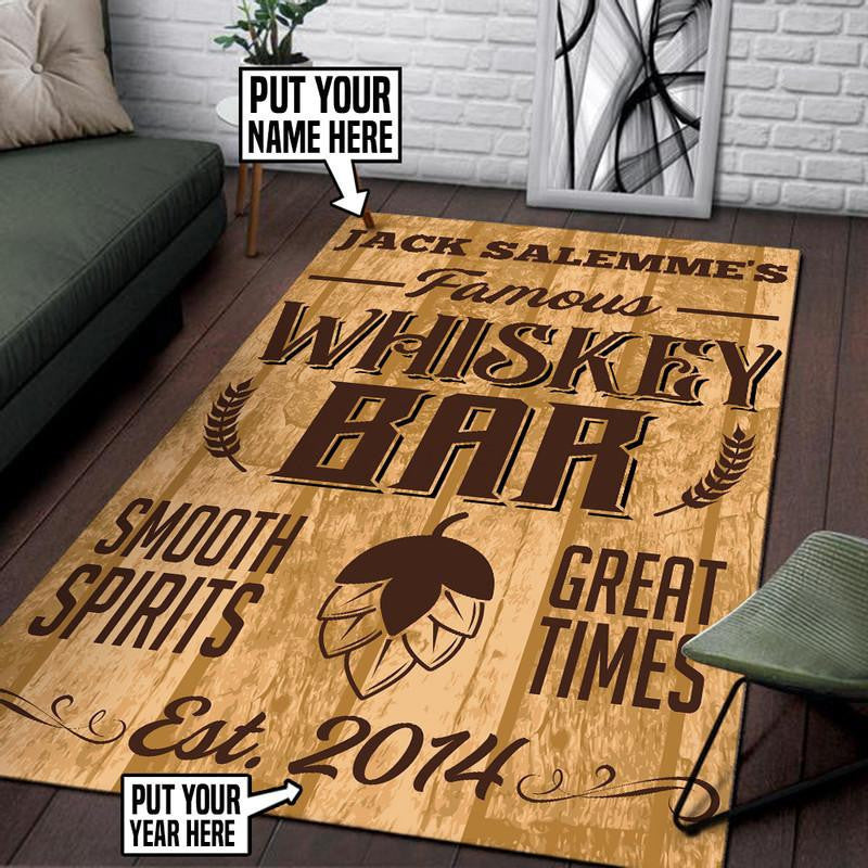 Personalized Whiskey Bar Area Rug Carpet Vintage Home Gift