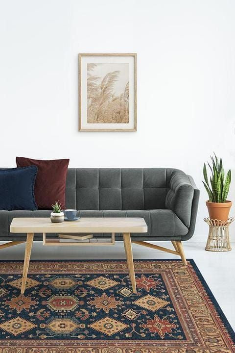 Cambria Sapphire Rectangle Rug Carpet Washable Rugs
