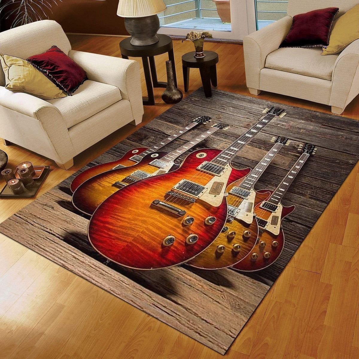 Amazing I Love Guitars Rectangle Rug Carpet Washable Rugs