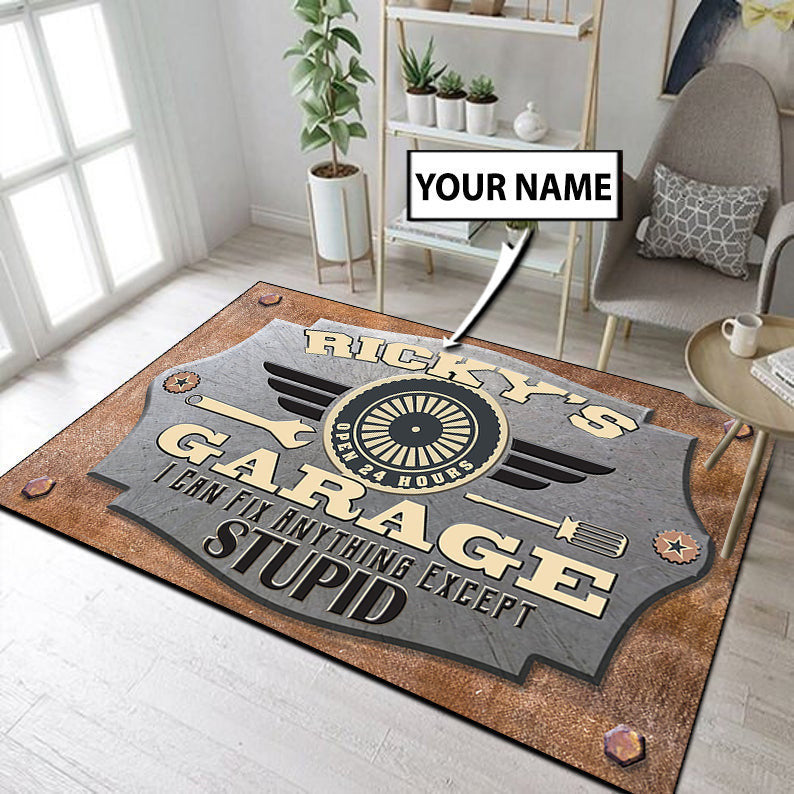 Personalized Garage Auto Shop Decor Rug Carpet