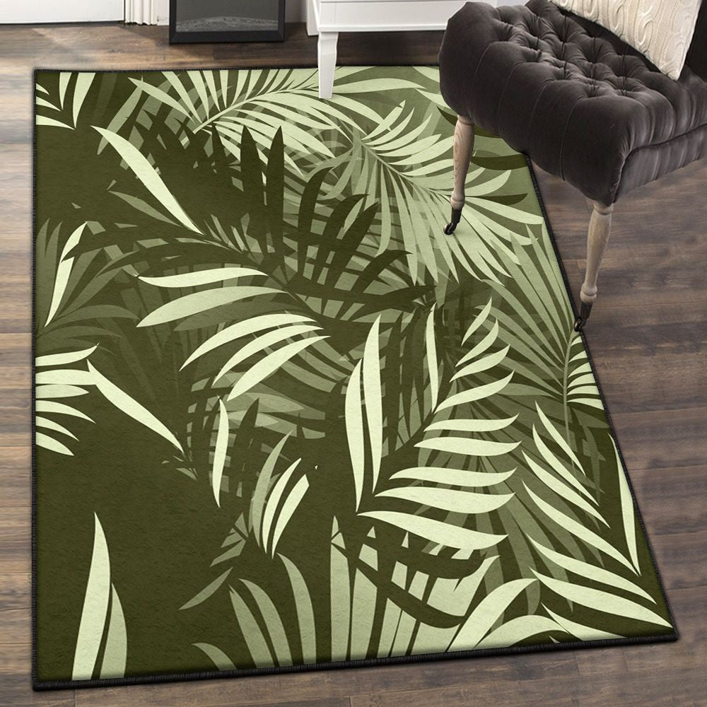 Botanist Gift Carpet Vintage Palm Leaves Pattern Rug Rectangle Rugs Washable Area Rug Non-Slip Carpet For Living Room Bedroom