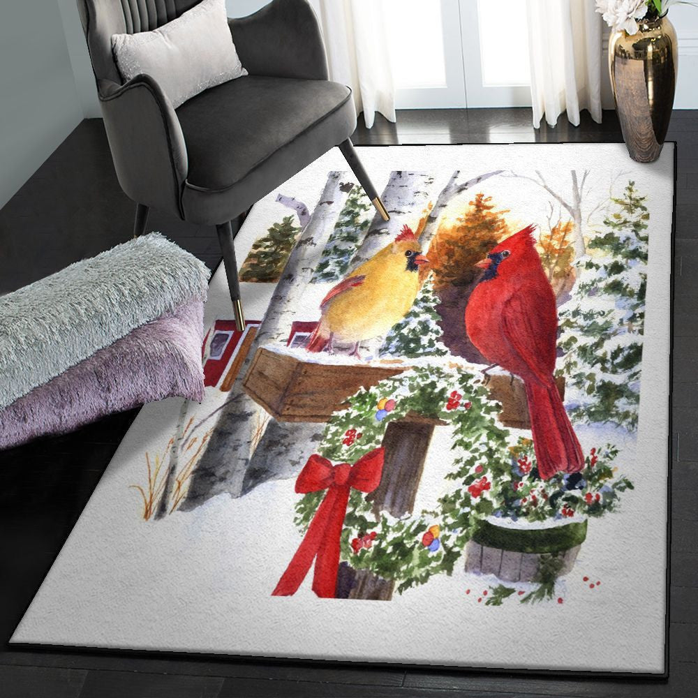 Cardinals Cardinal Couple Christmas Rug Rectangle Rugs Washable Area Rug Non-Slip Carpet For Living Room Bedroom