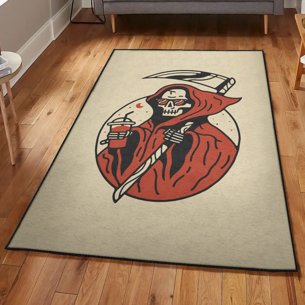 Bereavement Playroom Rug Death Rug Rectangle Rugs Washable Area Rug Non-Slip Carpet For Living Room Bedroom