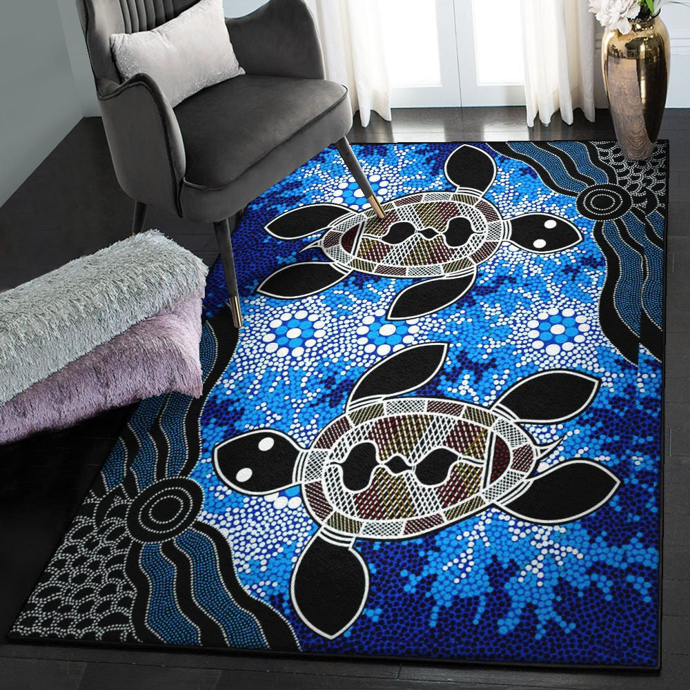 Funny Australian Large Aboriginal Australian Turtle Rug Rectangle Rugs Washable Area Rug Non-Slip Carpet For Living Room Bedroom