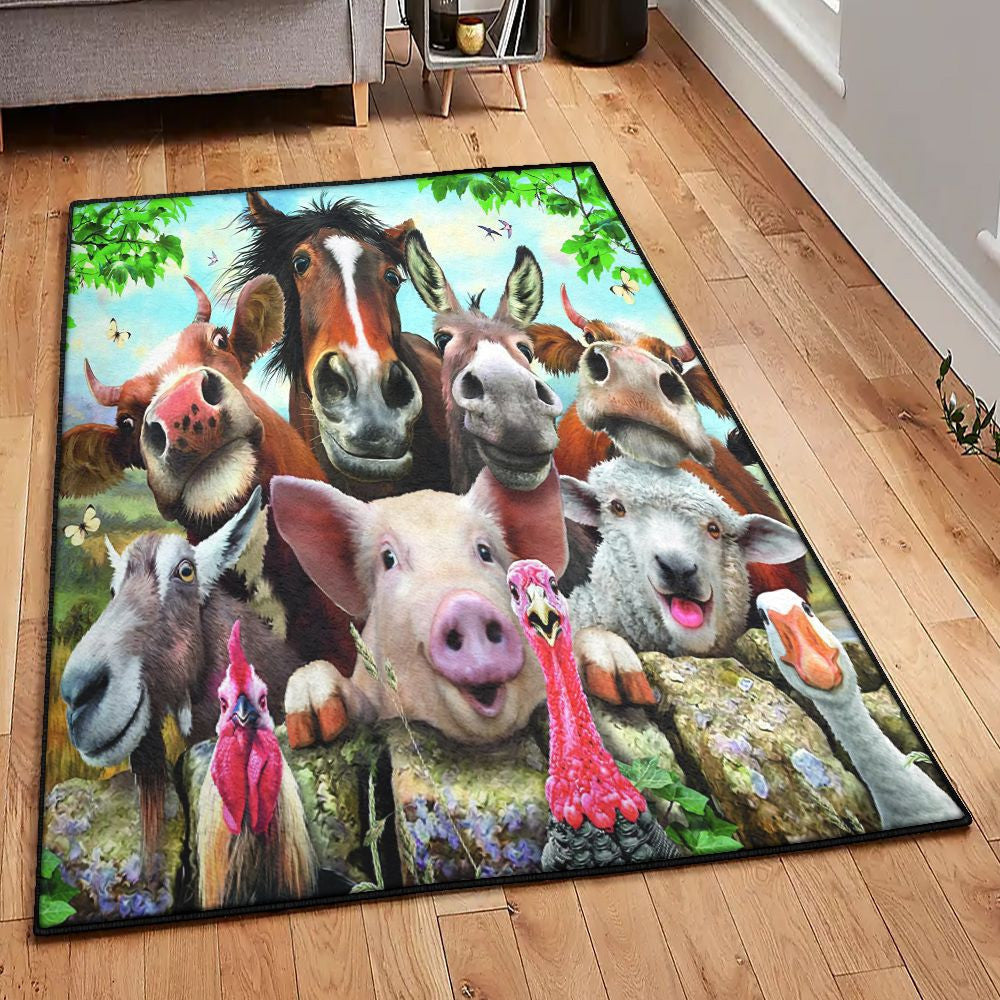 Agricultural Playroom Rug Farm Animals 1606Hn Rug Rectangle Rugs Washable Area Rug Non-Slip Carpet For Living Room Bedroom
