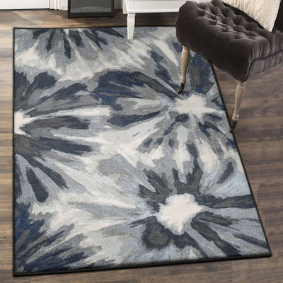 Ivory Modern Rugs Stella Splash Ivory Blue Rug Rectangle Rugs Washable Area Rug Non-Slip Carpet For Living Room Bedroom