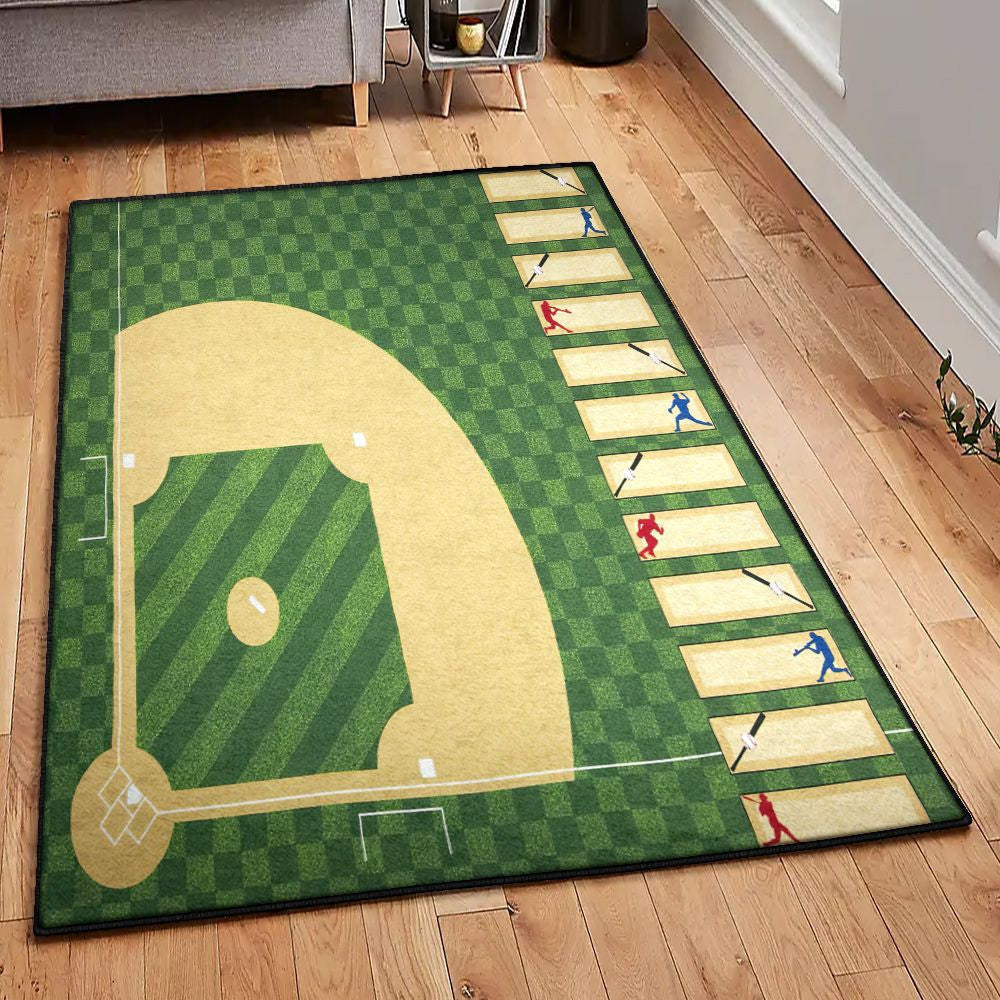 Baseball Bat Cool Rugs Sports Life Baseball Field Rug Rectangle Rugs Washable Area Rug Non-Slip Carpet For Living Room Bedroom