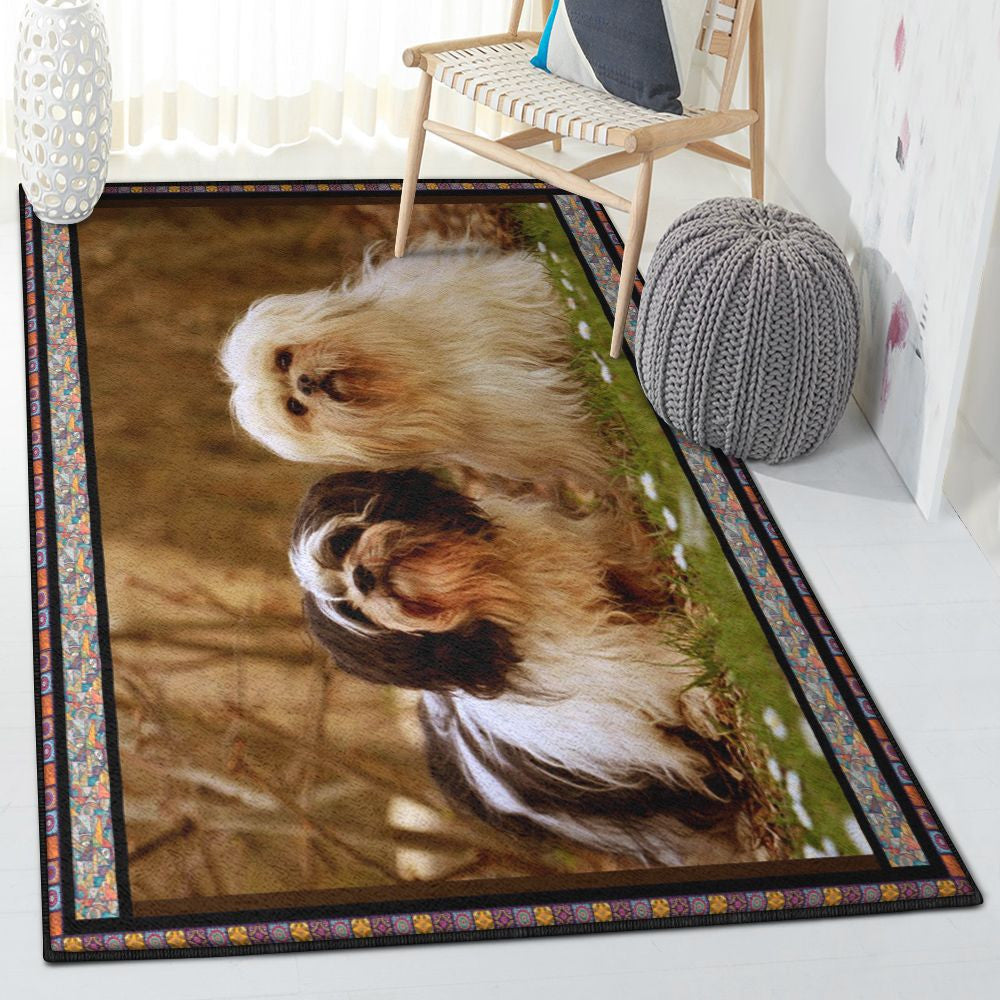 Bestie Kitchen Rugs Lhasa Apso Friend Rug Rectangle Rugs Washable Area Rug Non-Slip Carpet For Living Room Bedroom