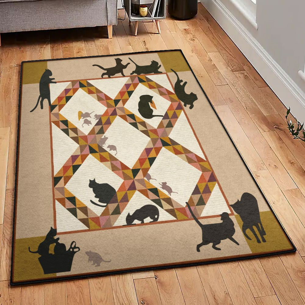 Black Kitten Black Cat Rug Rectangle Rugs Washable Area Rug Non-Slip Carpet For Living Room Bedroom