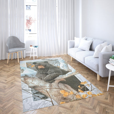 Grizzly Bear Carpets Black Bear Rug Rectangle Rugs Washable Area Rug Non-Slip Carpet For Living Room Bedroom
