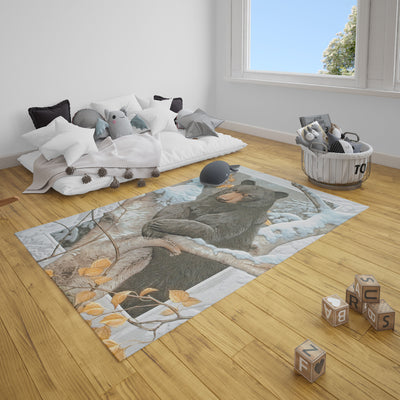 Grizzly Bear Carpets Black Bear Rug Rectangle Rugs Washable Area Rug Non-Slip Carpet For Living Room Bedroom