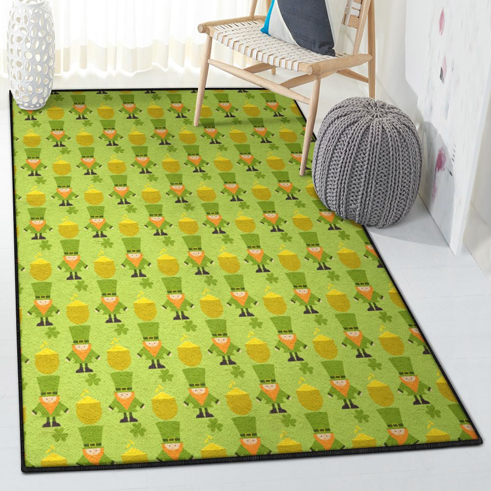 Leprechaun St Patricks Day Rug Rectangle Rugs Washable Area Rug Non-Slip Carpet For Living Room Bedroom