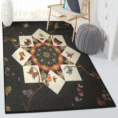 Gardening Butterfly Garden Rug Rectangle Rugs Washable Area Rug Non-Slip Carpet For Living Room Bedroom