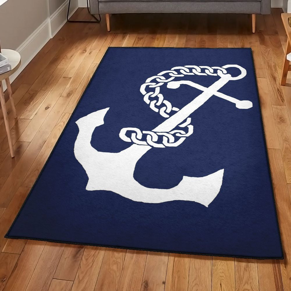 Anchor Modern Rugs Anchors Rug Rectangle Rugs Washable Area Rug Non-Slip Carpet For Living Room Bedroom
