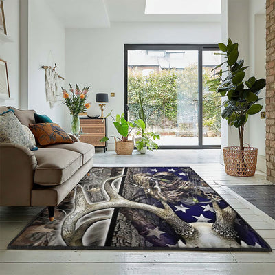 Fox Hunting Washable Rugs Hunting Rug Rectangle Rugs Washable Area Rug Non-Slip Carpet For Living Room Bedroom