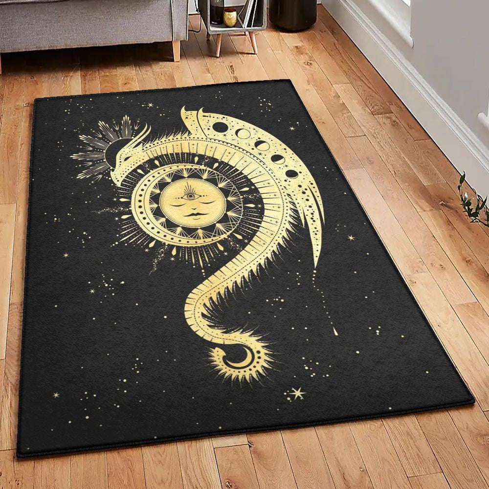 Dragon Modern Magic Dragon Rug Rectangle Rugs Washable Area Rug Non-Slip Carpet For Living Room Bedroom