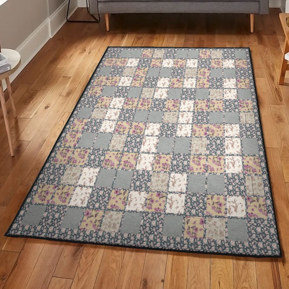 Floral Carpet Flower Rug Rectangle Rugs Washable Area Rug Non-Slip Carpet For Living Room Bedroom
