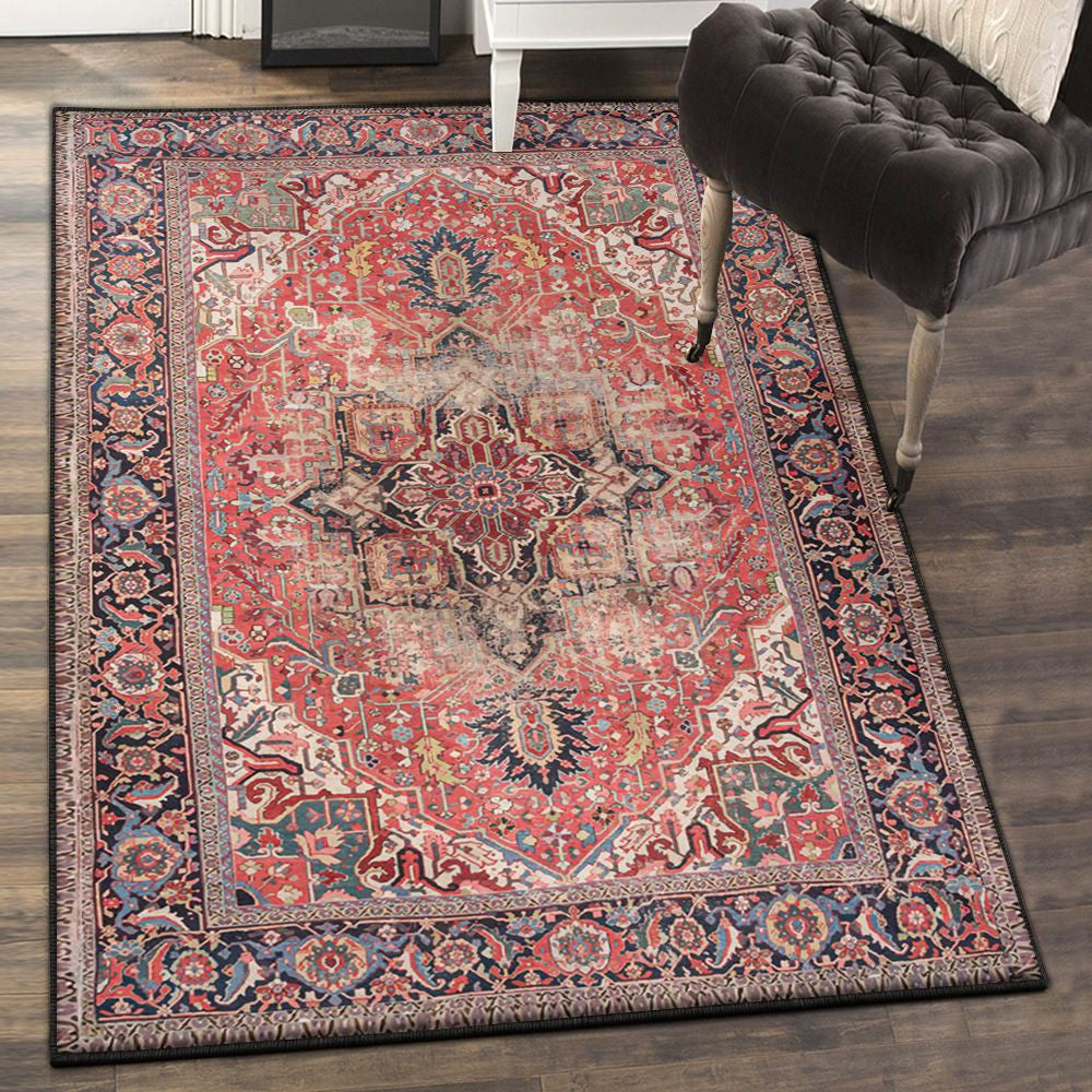 Heriz Carpet Antique Heriz Rug Rectangle Rugs Washable Area Rug Non-Slip Carpet For Living Room Bedroom