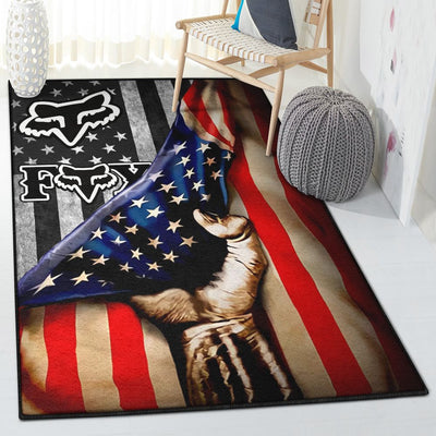 American Fox America Flag Rug Rectangle Rugs Washable Area Rug Non-Slip Carpet For Living Room Bedroom