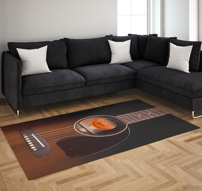 Black Playroom Rug Black Guitar Brown Rug Rectangle Rugs Washable Area Rug Non-Slip Carpet For Living Room Bedroom