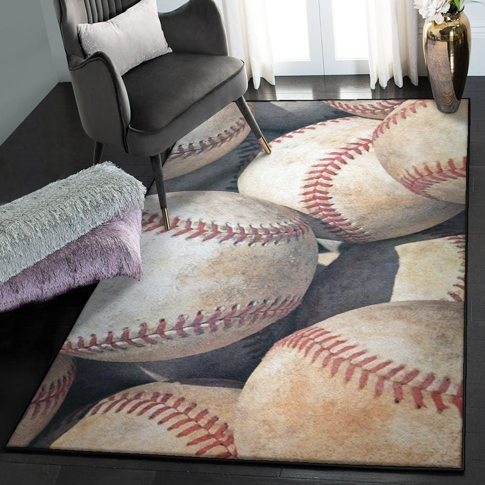 Home Run Large Baseball Rug Rectangle Rugs Washable Area Rug Non-Slip Carpet For Living Room Bedroom