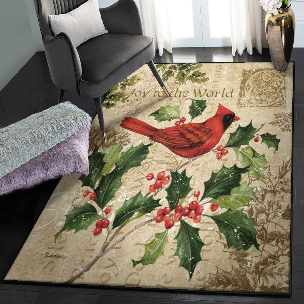Holiday Cardinal Gift Cool Rugs Cardinal Christmas Rug Rectangle Rugs Washable Area Rug Non-Slip Carpet For Living Room Bedroom