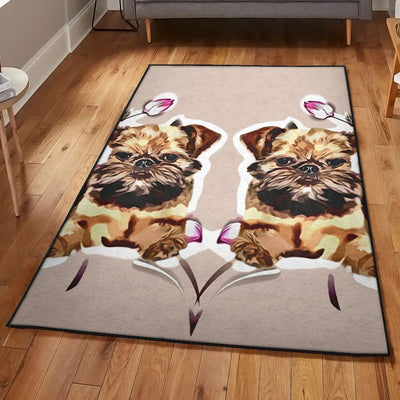 Animal Lover Art Deco Rug Cute Brussels Griffon Rug Rectangle Rugs Washable Area Rug Non-Slip Carpet For Living Room Bedroom