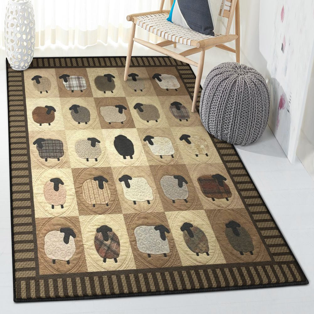 Lamb Bedroom Rugs Sheep Rug Rectangle Rugs Washable Area Rug Non-Slip Carpet For Living Room Bedroom