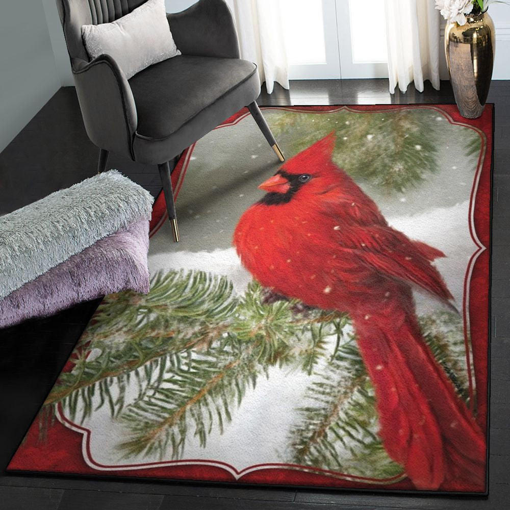 Holiday Cardinal Gift Non Shedding Cardinal Rug Rectangle Rugs Washable Area Rug Non-Slip Carpet For Living Room Bedroom